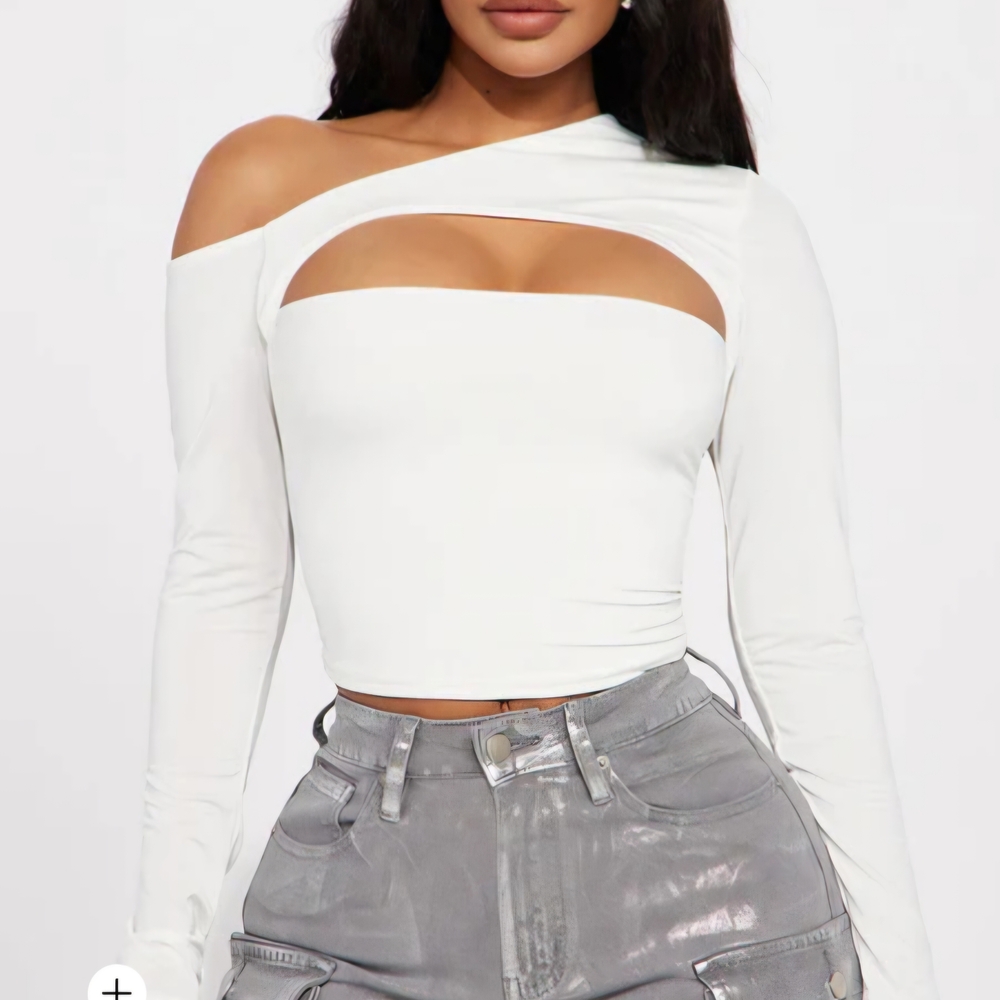 White Asymmetrical Cut-Out Top